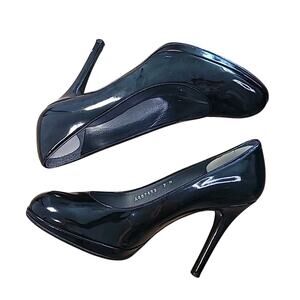 Stuart Weitzman Platswoon Platform Pumps Black Patent 7M EUC